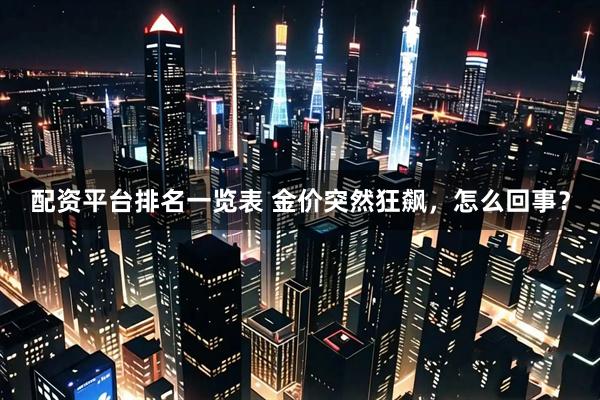 配资平台排名一览表 金价突然狂飙，怎么回事？